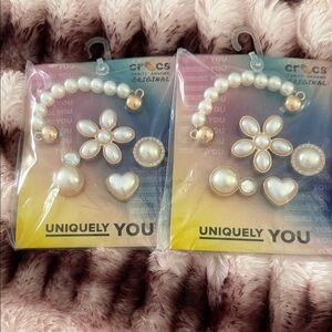 CROCS Pearl and Flower Jibbitz Charms Set of 2 packs
